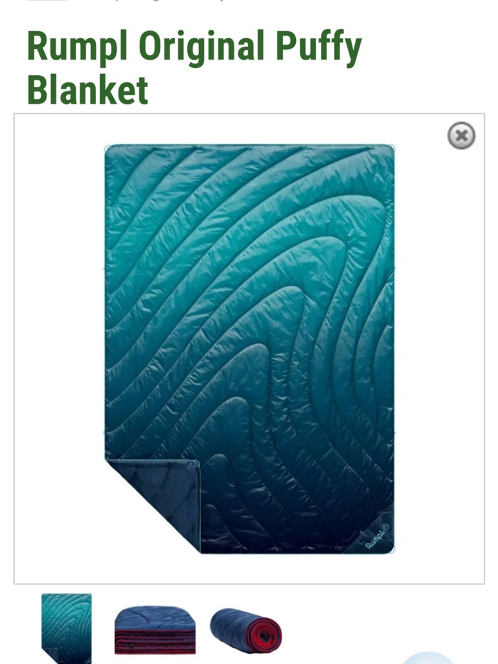 Rumpl Original Puffy Blanket “Ocean Fade” x The Tonight Show Jimmy Fallon NWT
